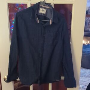 Men's Casual Button Down Shirt - Navy Blue
